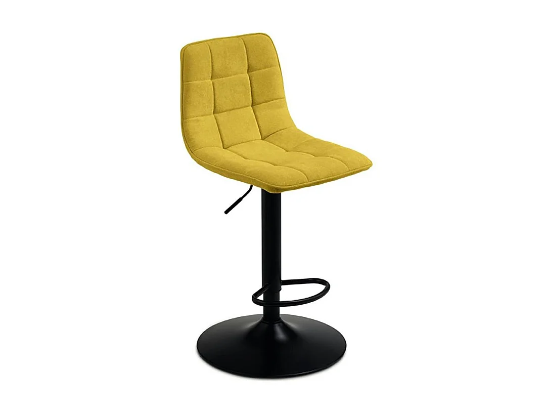 Tabouret de bar réglable tissu jaune damier (lot de 2) LORA