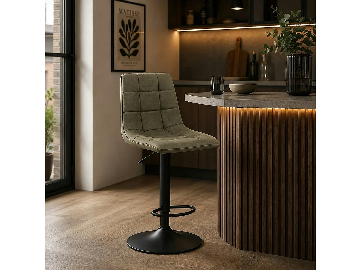Tabouret de bar réglable vert motif damier (lot de 2) LORA