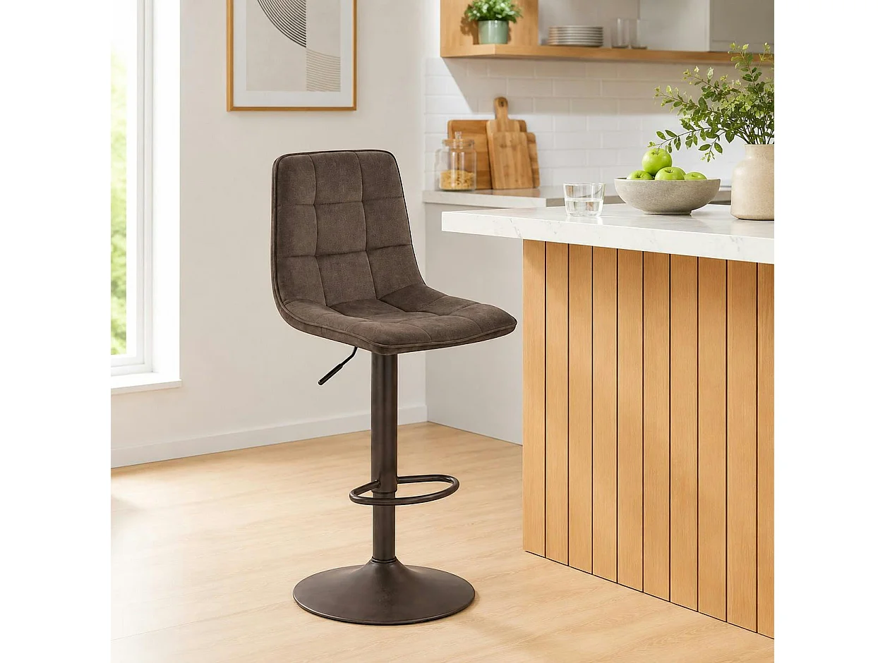 Tabouret de bar réglable marron pied bronze (lot de 2) LORA