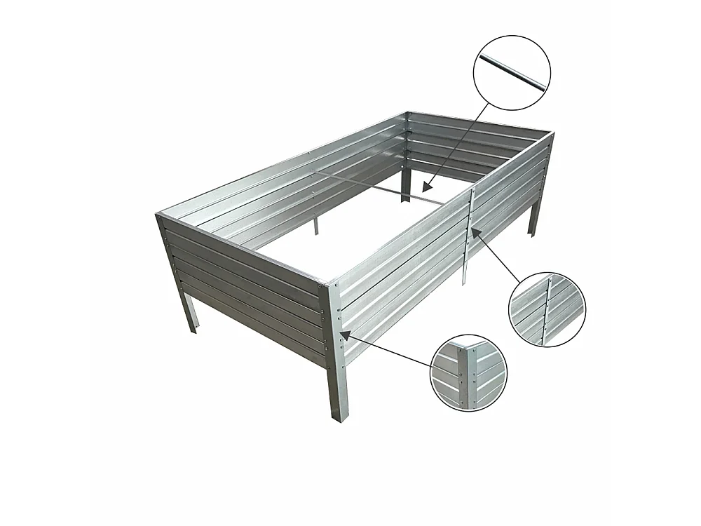 Erhöhter Verzinkter Stahl KLASIKA GARTEN Pflanzkübel 150x75x30 - Einfacher Zusammenbau & Anpassbar