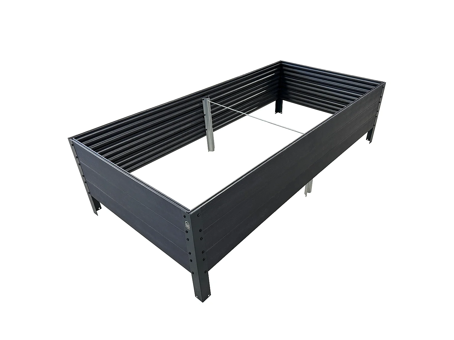 Erhöhter GPPS KLASIKA Woodlook Pflanzkübel, Anthrazit 150x75x30, UV-beständig, Recycelbar, Hergestellt in Litauen