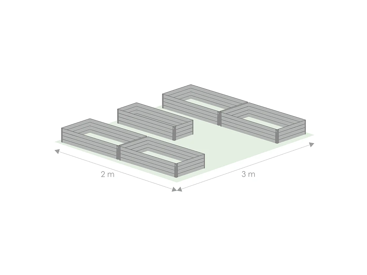 Erhöhtes Hochbeet-Set für 3x2m Gewächshaus, verzinkter Stahl, Klasika Gewächshäuser