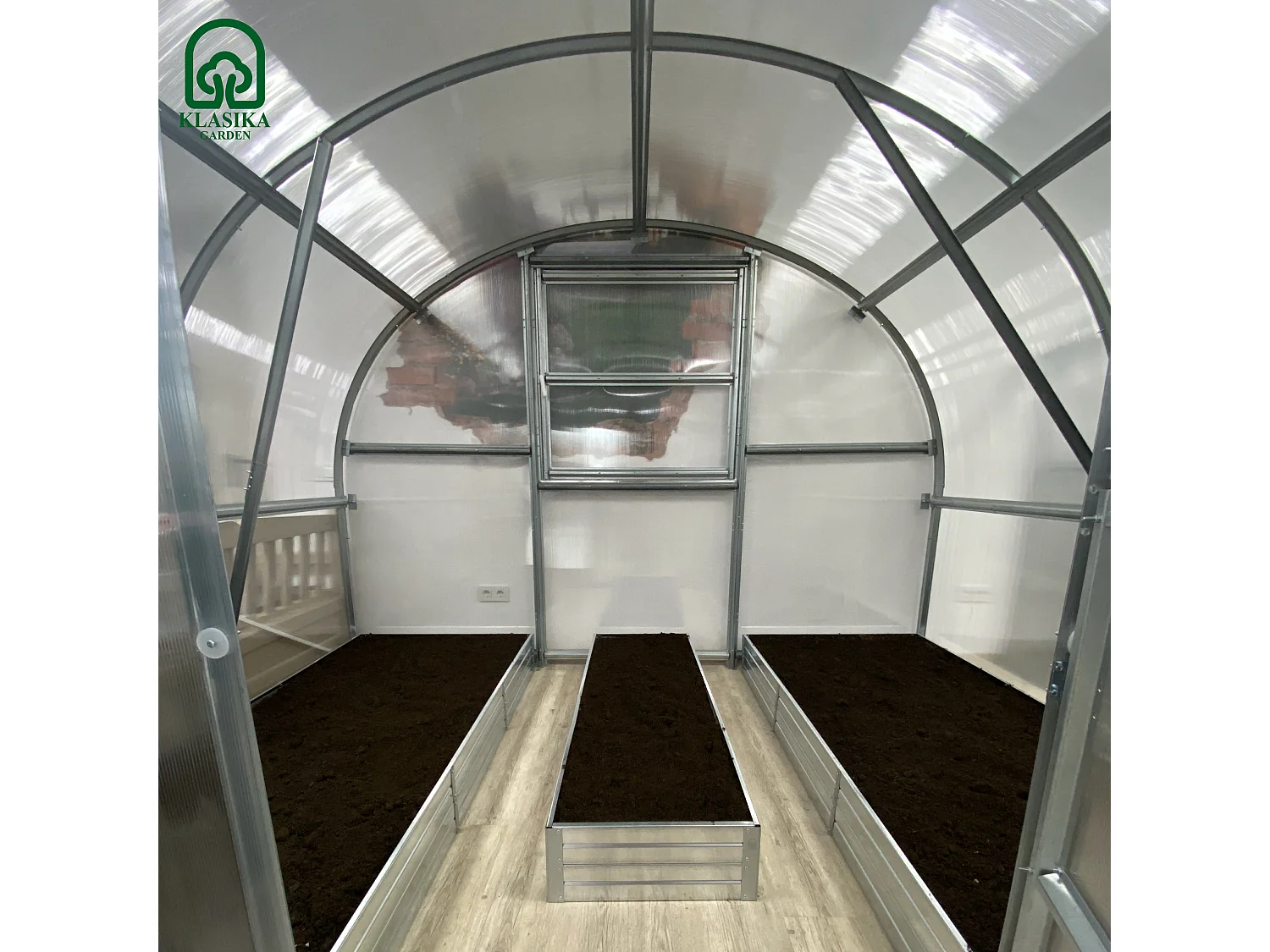 Erhöhtes Hochbeet-Set für 3x2m Gewächshaus, verzinkter Stahl, Klasika Gewächshäuser