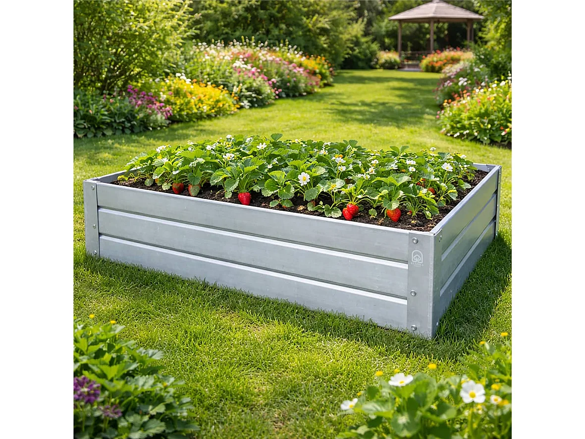 Erhöhter Pflanzkasten aus feuerverzinktem Stahl KLASIKA GARDEN, 75 x 95 x 20 cm