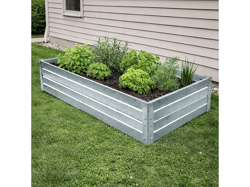 Erhöhter Pflanzkasten aus feuerverzinktem Stahl KLASIKA GARDEN, 75 x 95 x 20 cm