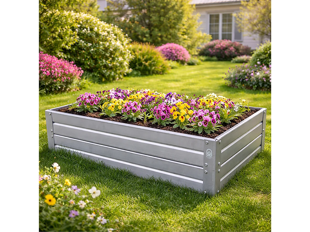 Erhöhter verzinkter Stahl-Gartenpflanzkasten KLASIKA GARDEN, 50 x 95 x 20 cm