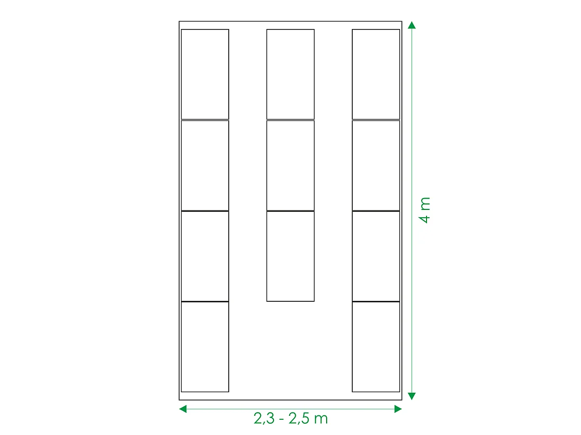 Hochbeet-Kit für 2,5x4m Gewächshaus, Feuerverzinkter Stahl, Klasika Gewächshäuser - Einfacher Aufbau & Stabile Struktur