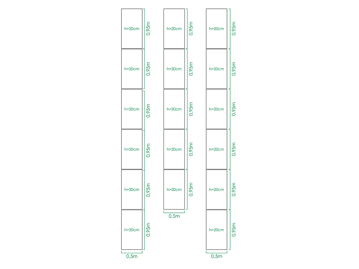 Hochbeet-Set für 2,5x6m Gewächshaus, Verzinkter Stahl, Klasika Gewächshäuser