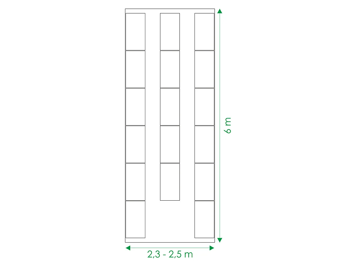 Hochbeet-Set für 2,5x6m Gewächshaus, Verzinkter Stahl, Klasika Gewächshäuser