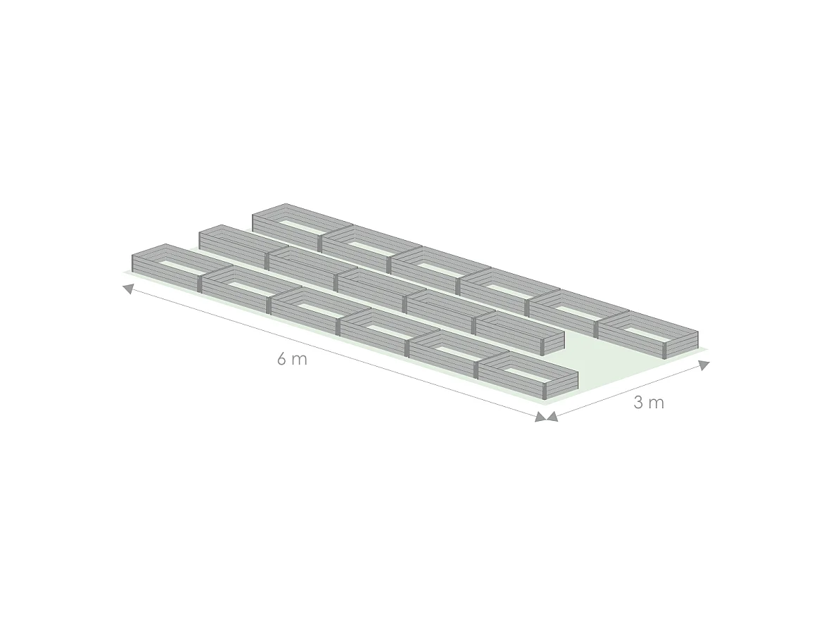 Klasika Gewächshäuser Hochbeet-Set für 3x6m Gewächshaus, Verzinkter Stahl, Einfacher Aufbau