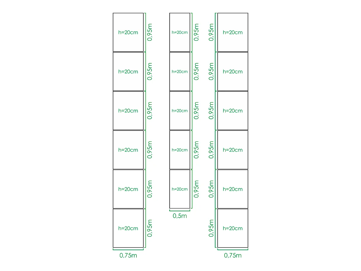 Klasika Gewächshäuser Hochbeet-Set für 3x6m Gewächshaus, Verzinkter Stahl, Einfacher Aufbau