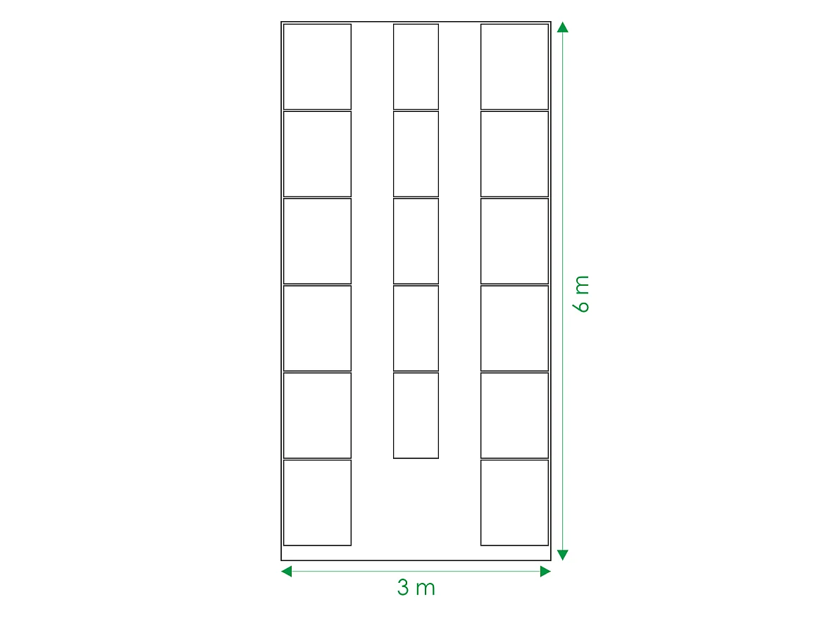 Klasika Gewächshäuser Hochbeet-Set für 3x6m Gewächshaus, Verzinkter Stahl, Einfacher Aufbau