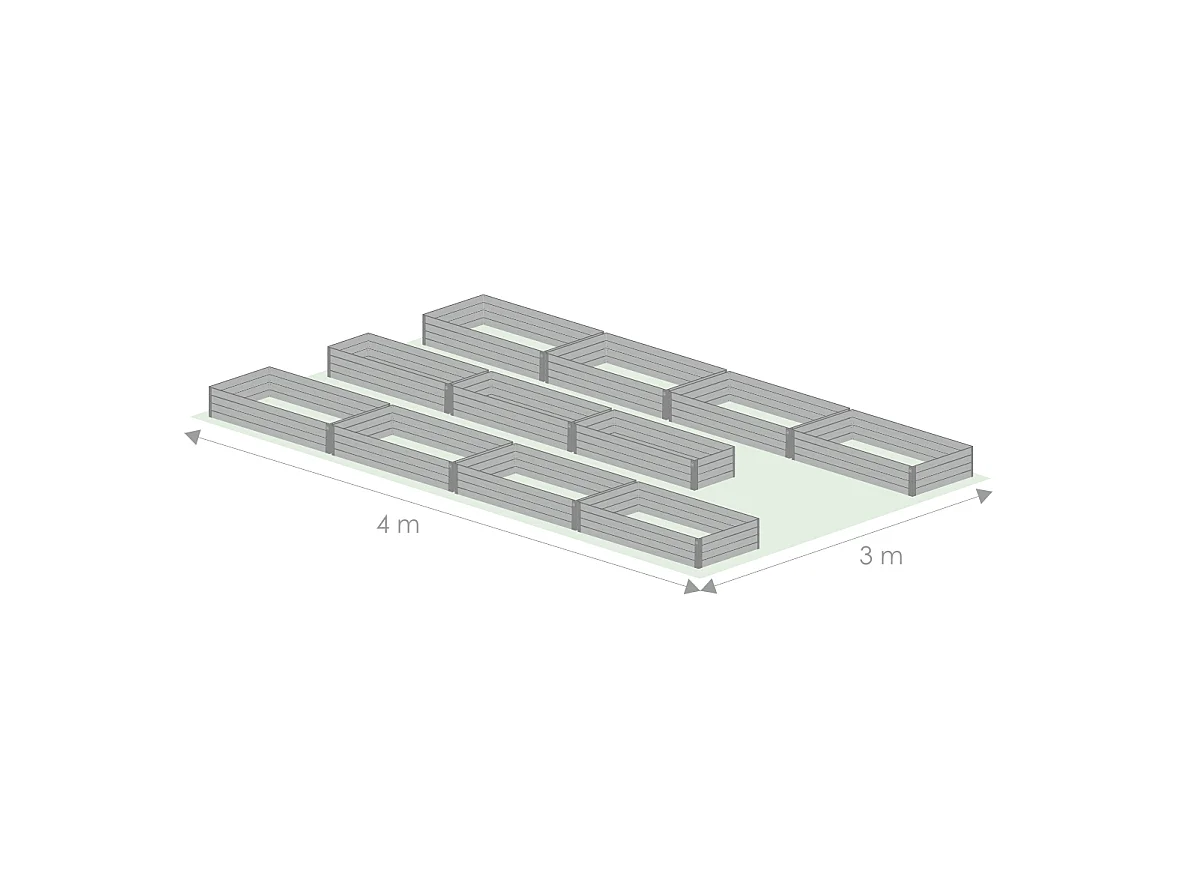 Kit di aiuole rialzate per serra 3x4 m, acciaio zincato, Klasika Greenhouses