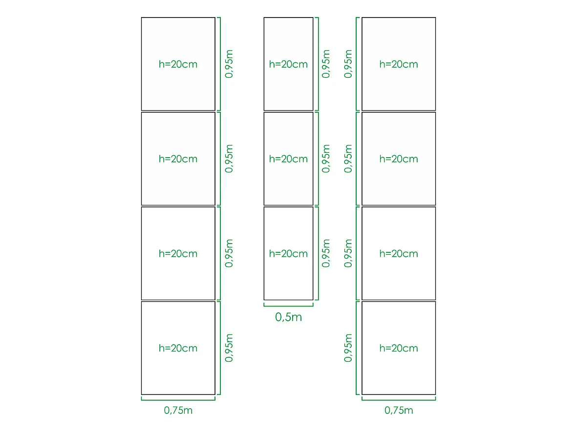 Kit di aiuole rialzate per serra 3x4 m, acciaio zincato, Klasika Greenhouses