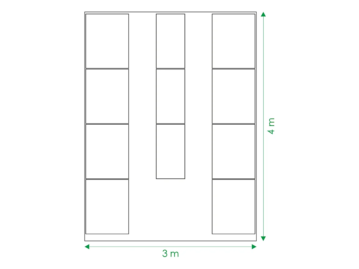 Kit di aiuole rialzate per serra 3x4 m, acciaio zincato, Klasika Greenhouses