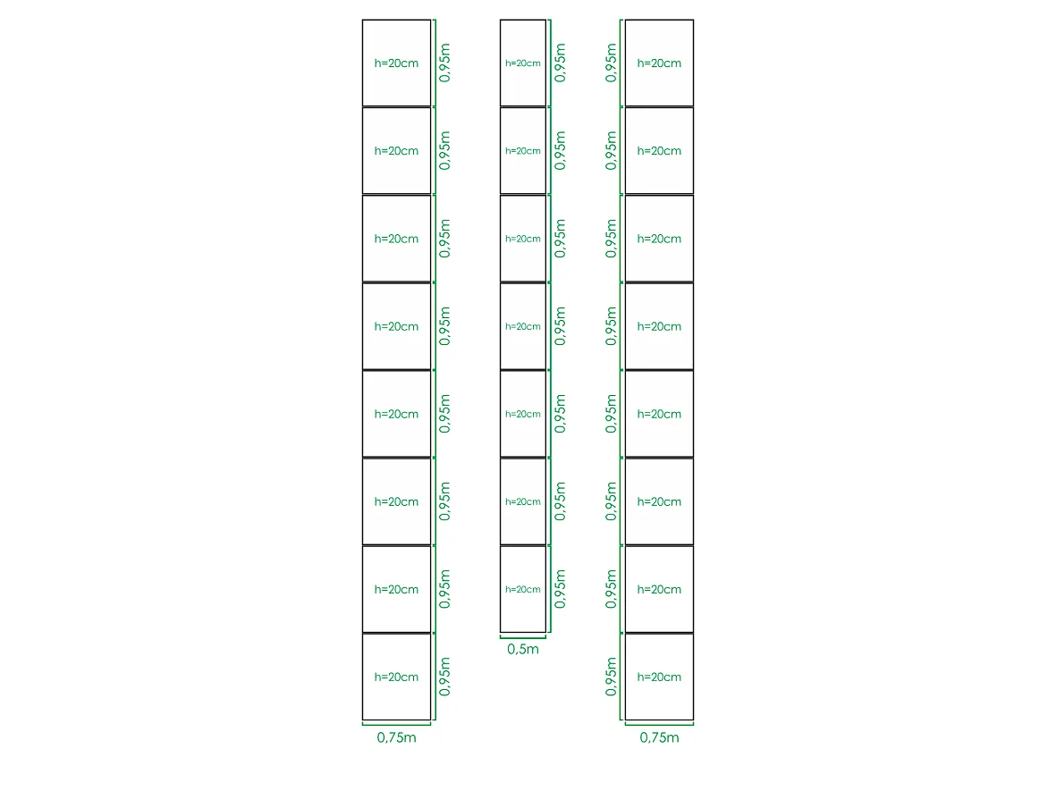 Erhöhte Hochbeete Kit für 3x8m Gewächshaus, Verzinkter Stahl, Klasika Gewächshäuser