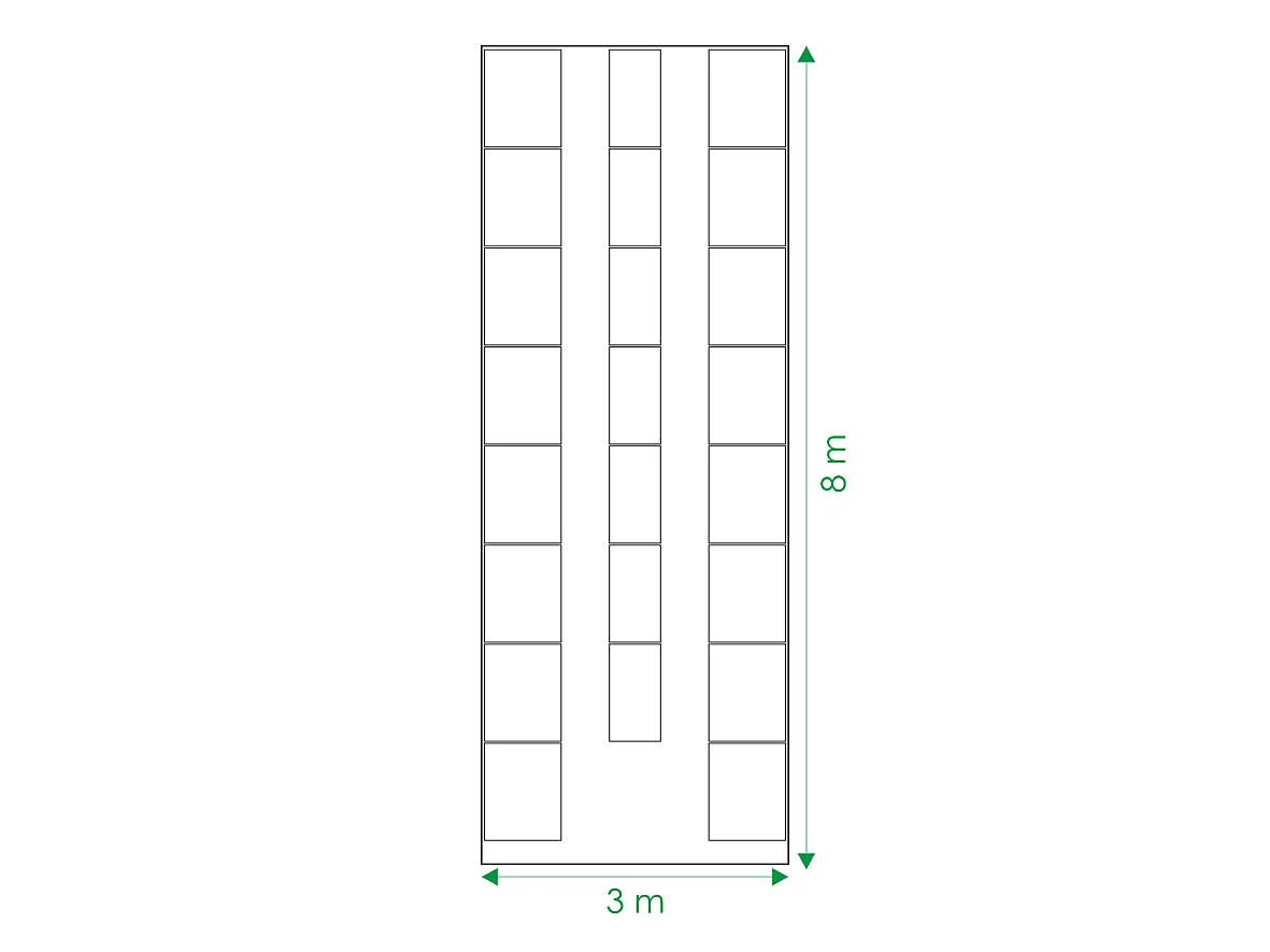 Erhöhte Hochbeete Kit für 3x8m Gewächshaus, Verzinkter Stahl, Klasika Gewächshäuser