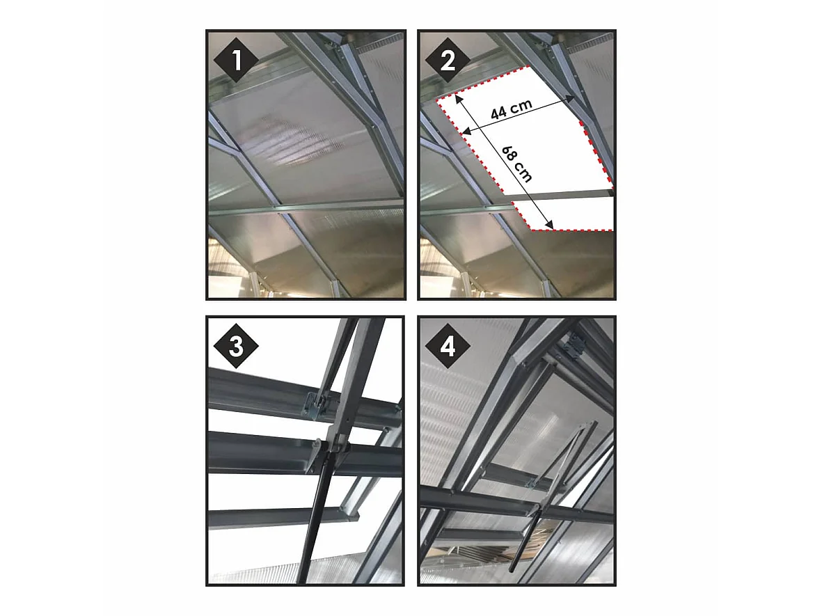 Automatisches Öffnendes Polycarbonat-Gewächshausdachfenster - KLASIKA HOUSE - 48 x 70 cm