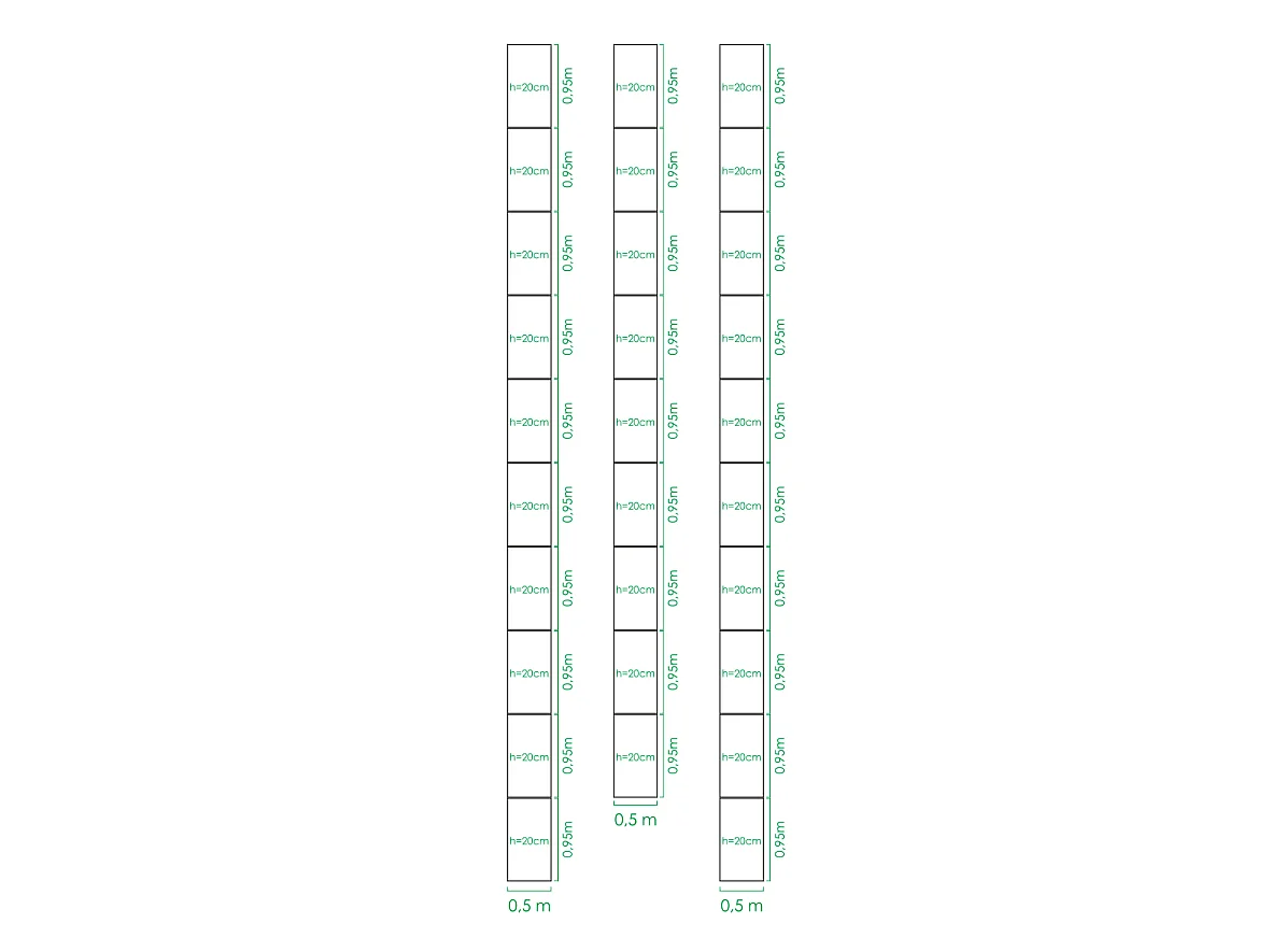Kit di fioriere rialzate per una serra 2,5x10 m, acciaio zincato, Klasika Greenhouses