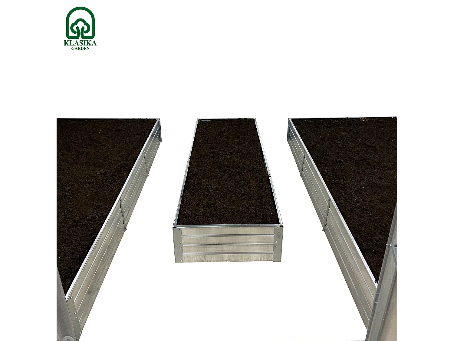 Hochbeet-Set für 2,5x2m Gewächshaus, Verzinkter Stahl, Klasika Gewächshäuser