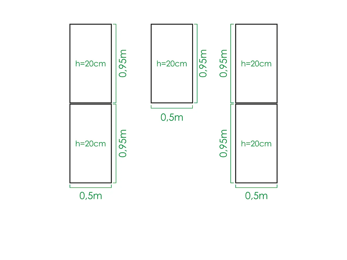 Hochbeet-Set für 2,5x2m Gewächshaus, Verzinkter Stahl, Klasika Gewächshäuser