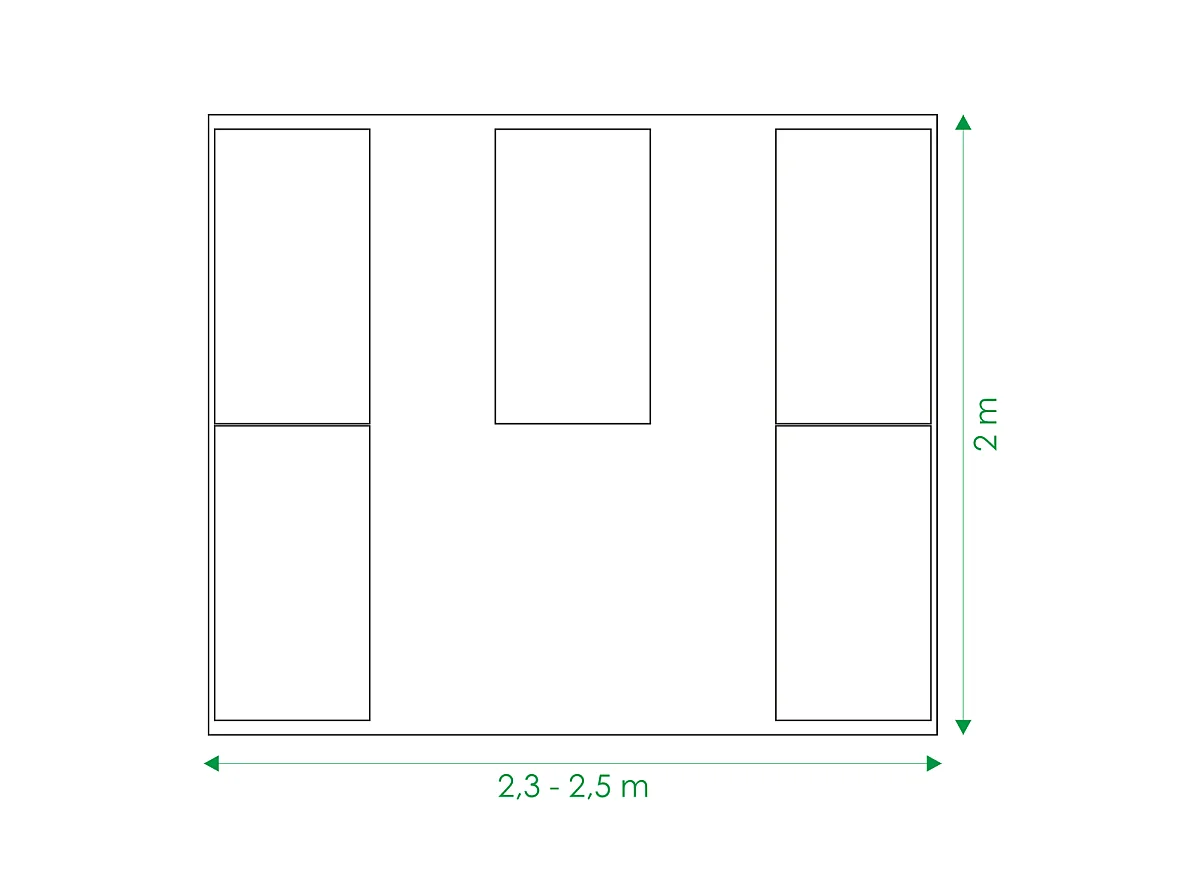 Hochbeet-Set für 2,5x2m Gewächshaus, Verzinkter Stahl, Klasika Gewächshäuser