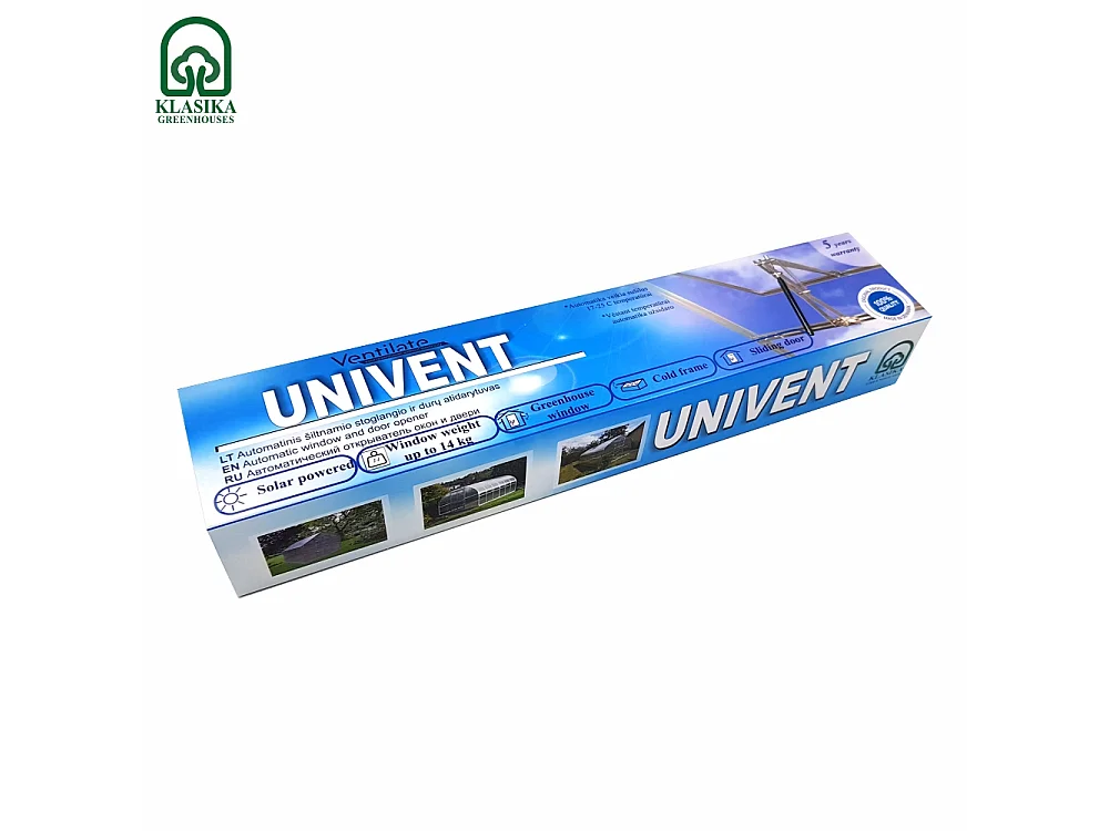Univent Automatischer Gewächshausfensteröffner - Einfache Installation, Temperatursensitiv, Dänische Herkunft