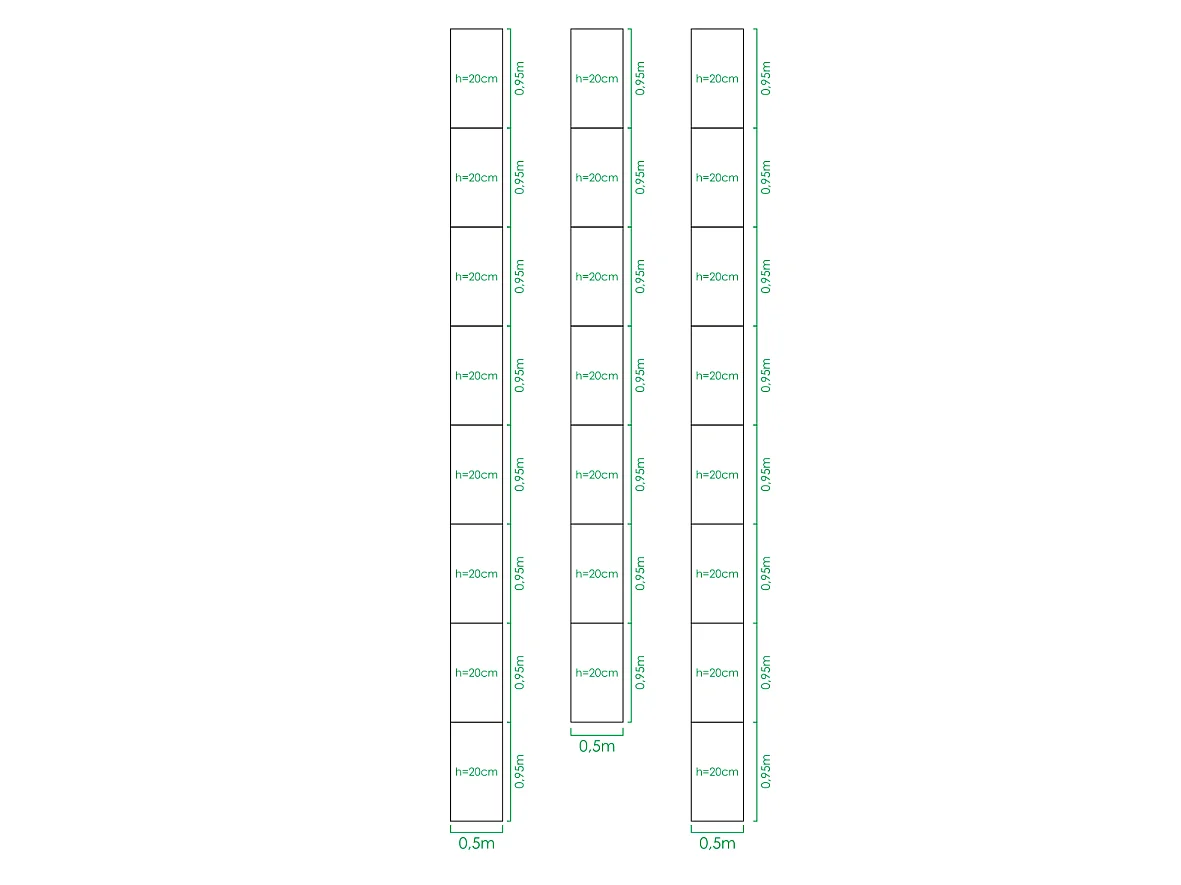 Kit di fioriere rialzate per una serra 2,5x8 m, acciaio zincato, Klasika Greenhouses