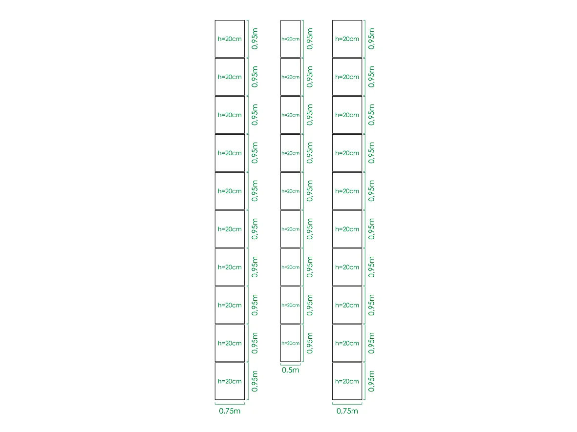 Kit di aiuole rialzate per una serra 3x10 m, acciaio zincato, Klasika Greenhouses