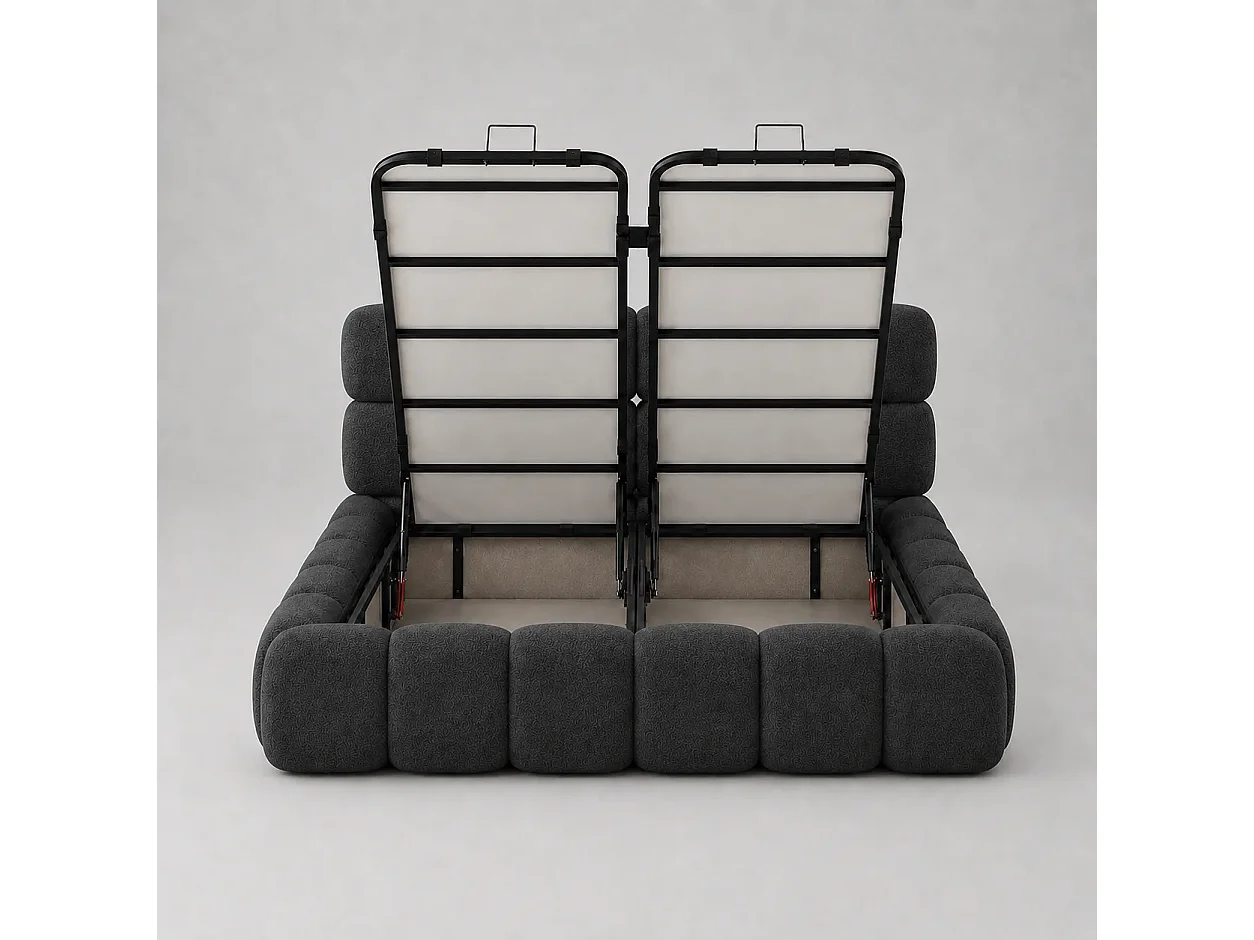Opbergbed MOOS Kleur Grijs Houtskool, 140x200CM