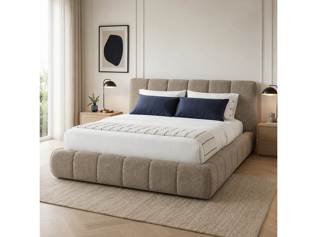 Opbergbed LUNA Kleur Zand Nomade, 160x200CM