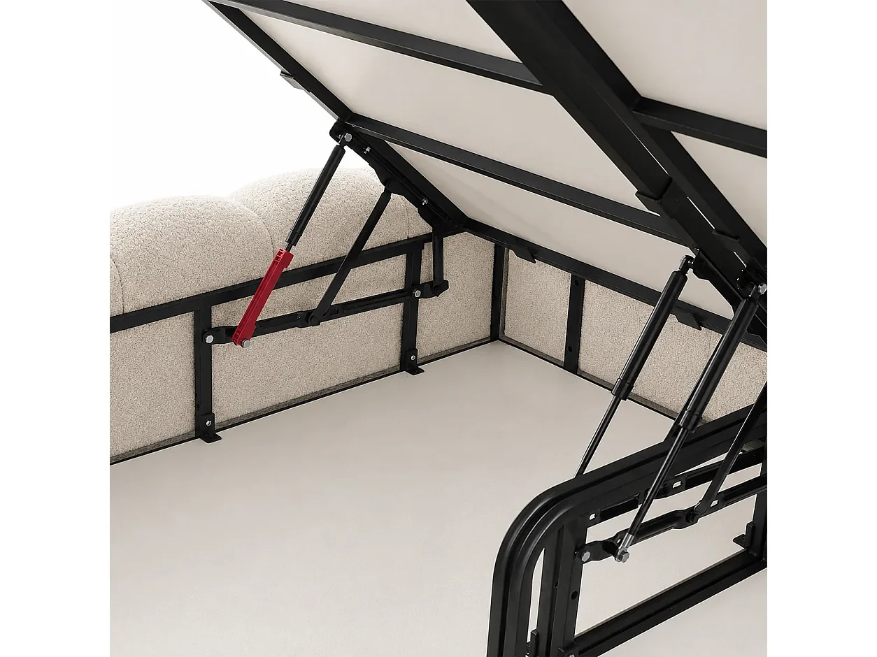 Opbergbed LONDON Kleur Ecru Schuim, 200x200CM
