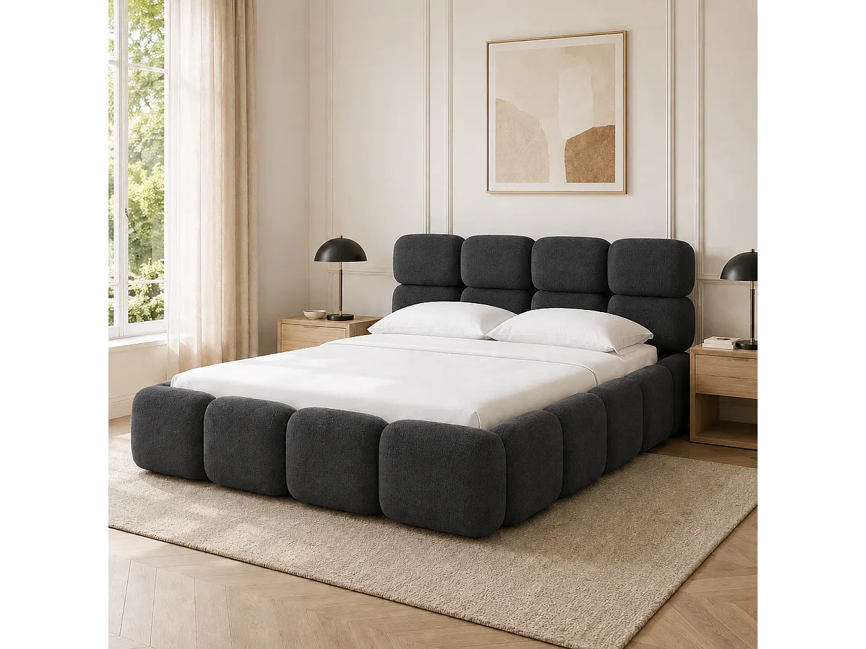 Opbergbed MOOS Kleur Grijs Houtskool, 200x200CM