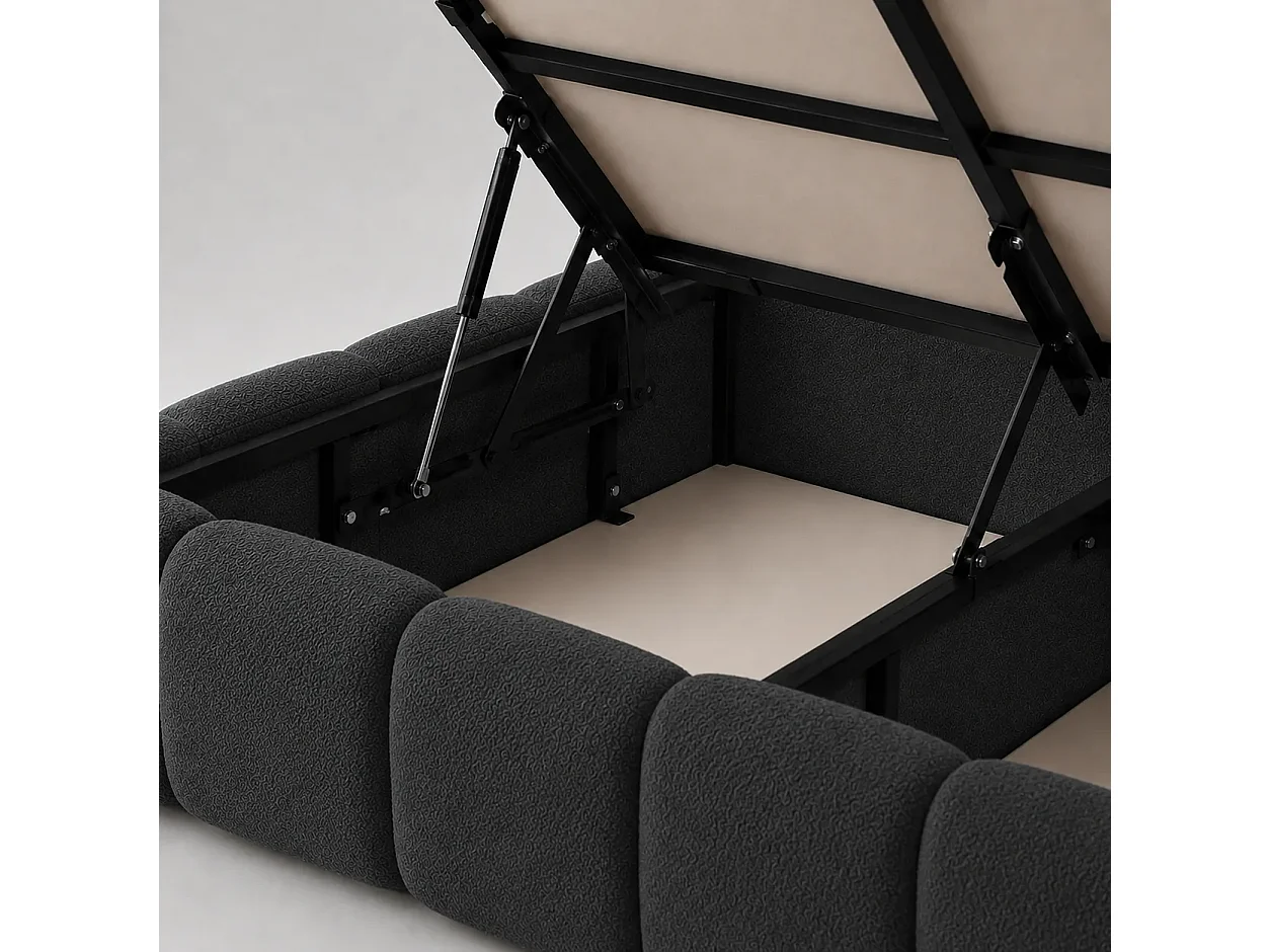 Opbergbed MOOS Kleur Grijs Houtskool, 90x200CM