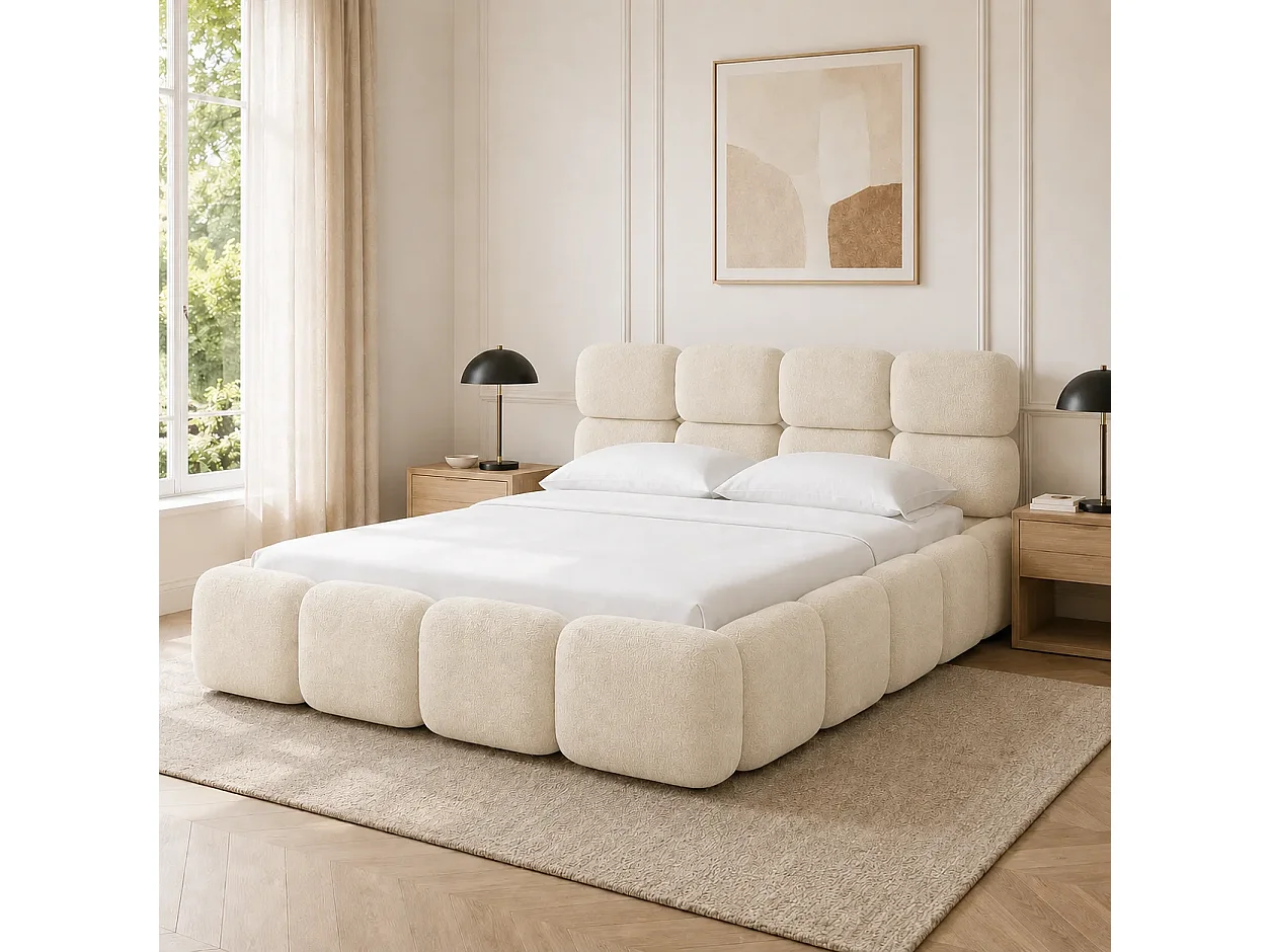 Opbergbed MOOS Kleur Ecru Schuim, 90x200CM