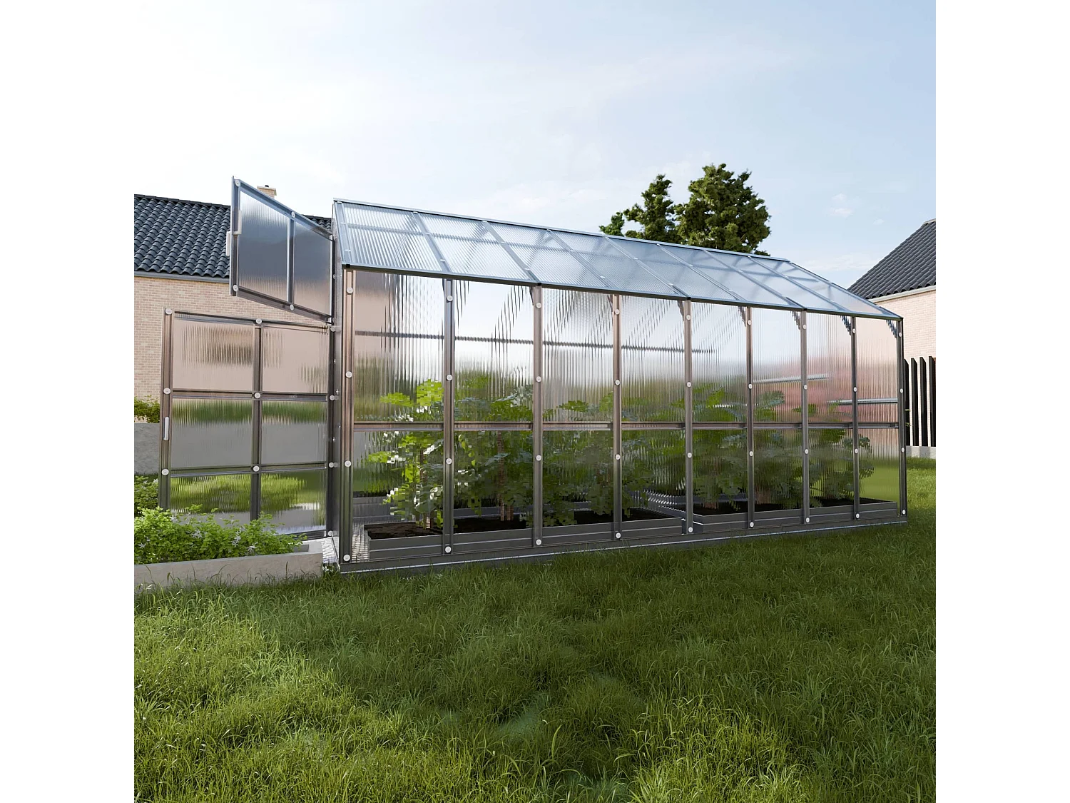 Klasika Greenhouses House KLASIKA Serre 9,64m² 2,35m x 4,12m Avec couverture en polycarbonate de 6 mm