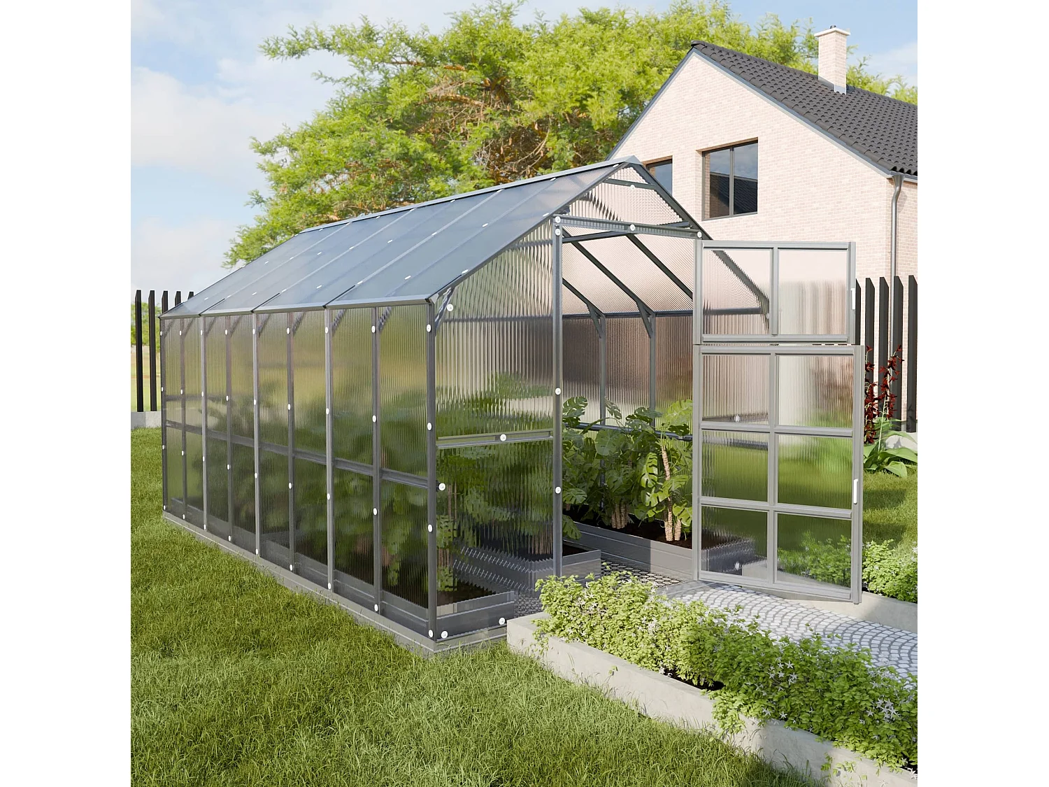 Klasika Greenhouses House KLASIKA Serre 9,64m² 2,35m x 4,12m Avec couverture en polycarbonate de 6 mm
