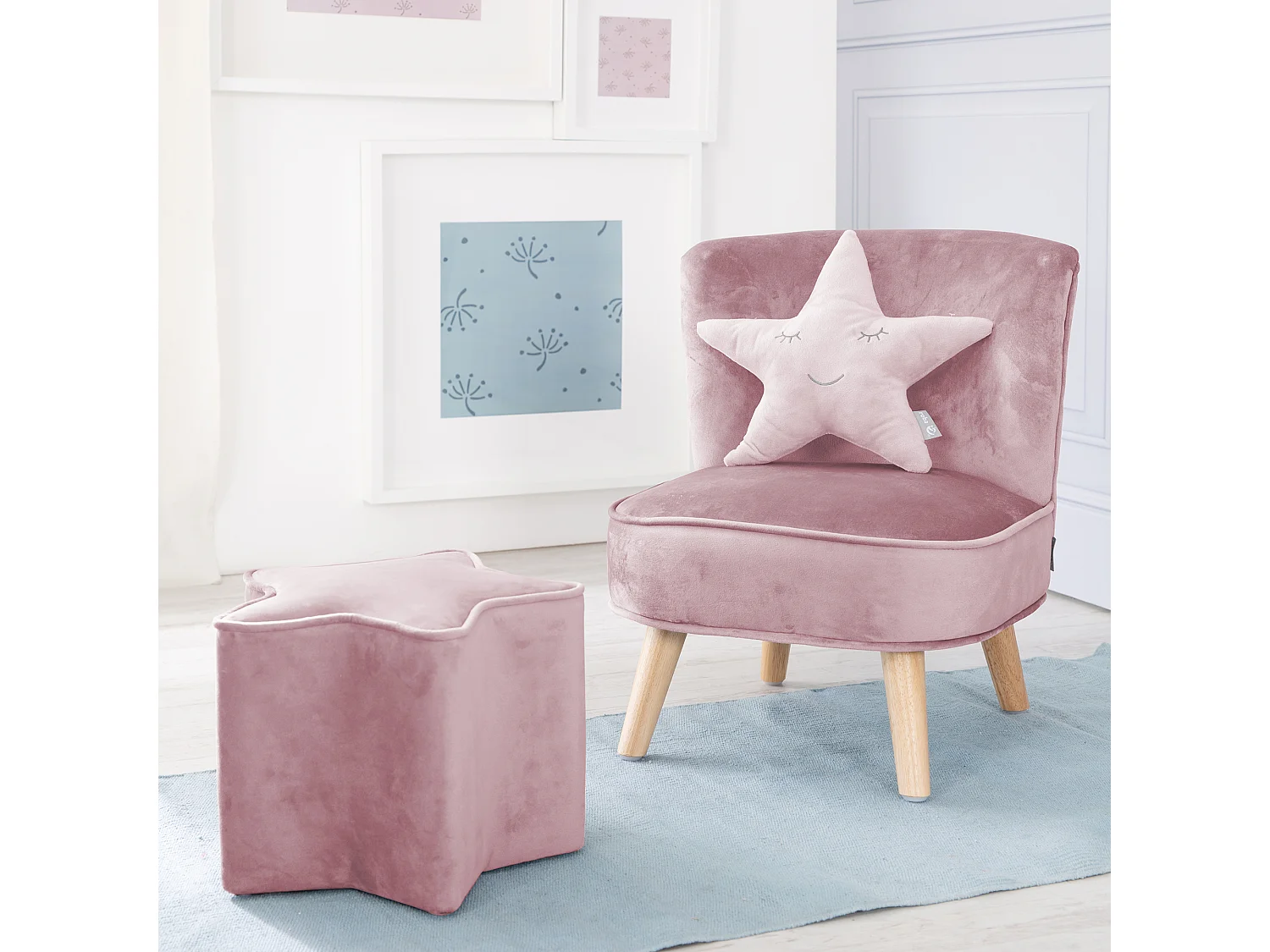 Almohada de Peluche Estrella Roba Style en Rosa/Malva - Suave y Reconfortante para Niños
