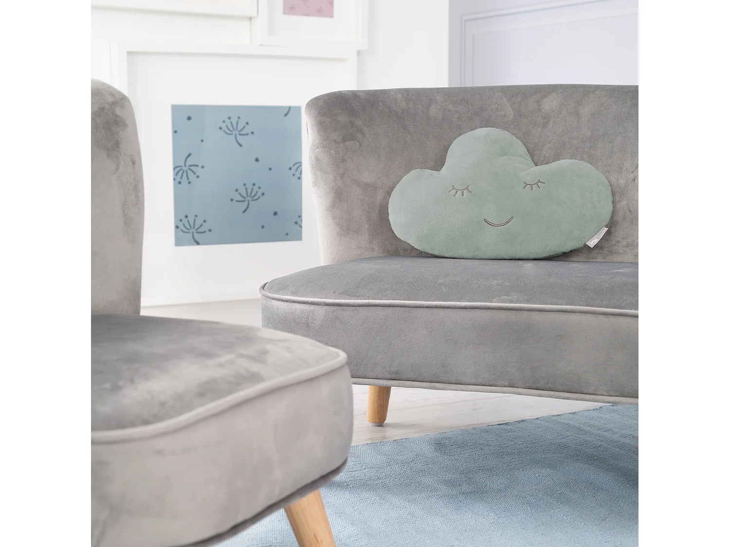 Almohada de Peluche Roba Style Cloud Verde Helado 19x32x9 cm