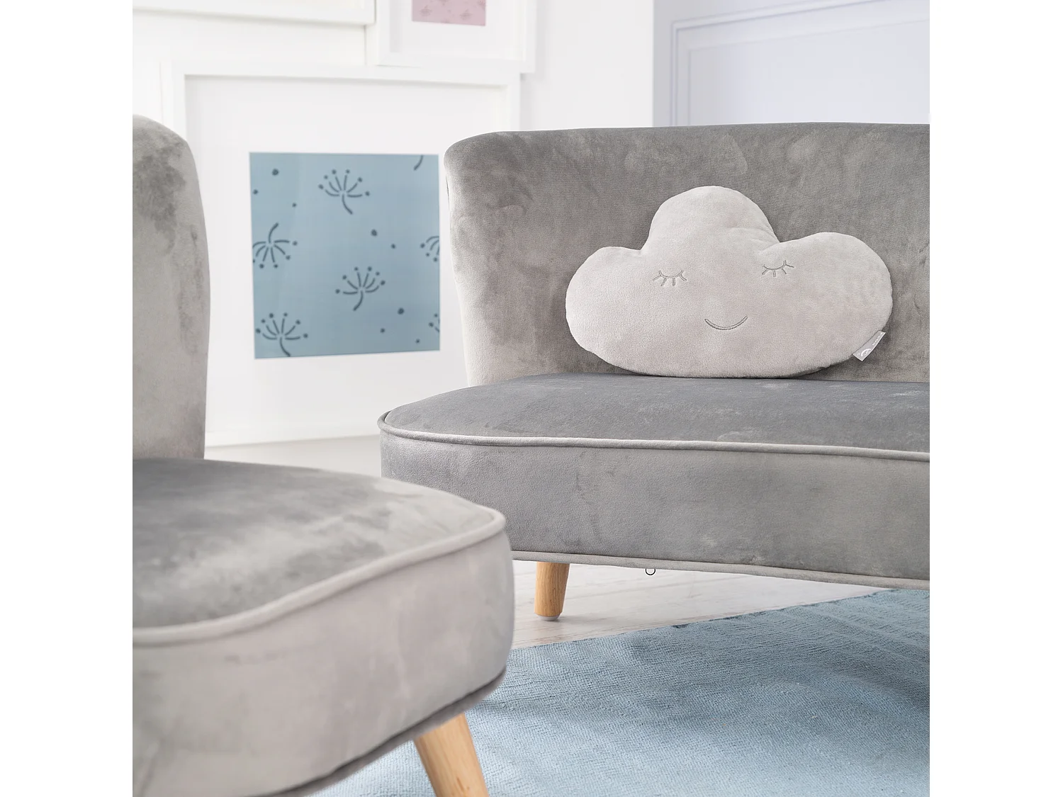 Kuschelkissen Wolke Hellgrau
