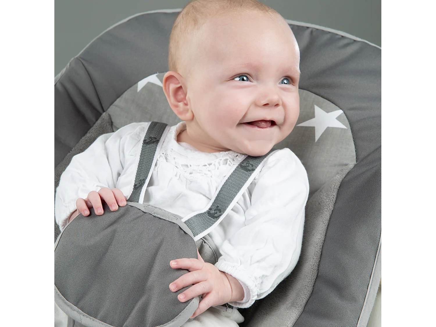 BABYHOCHSTUHL Born Up mit Neugeborenenaufsatz Little Stars Weiß