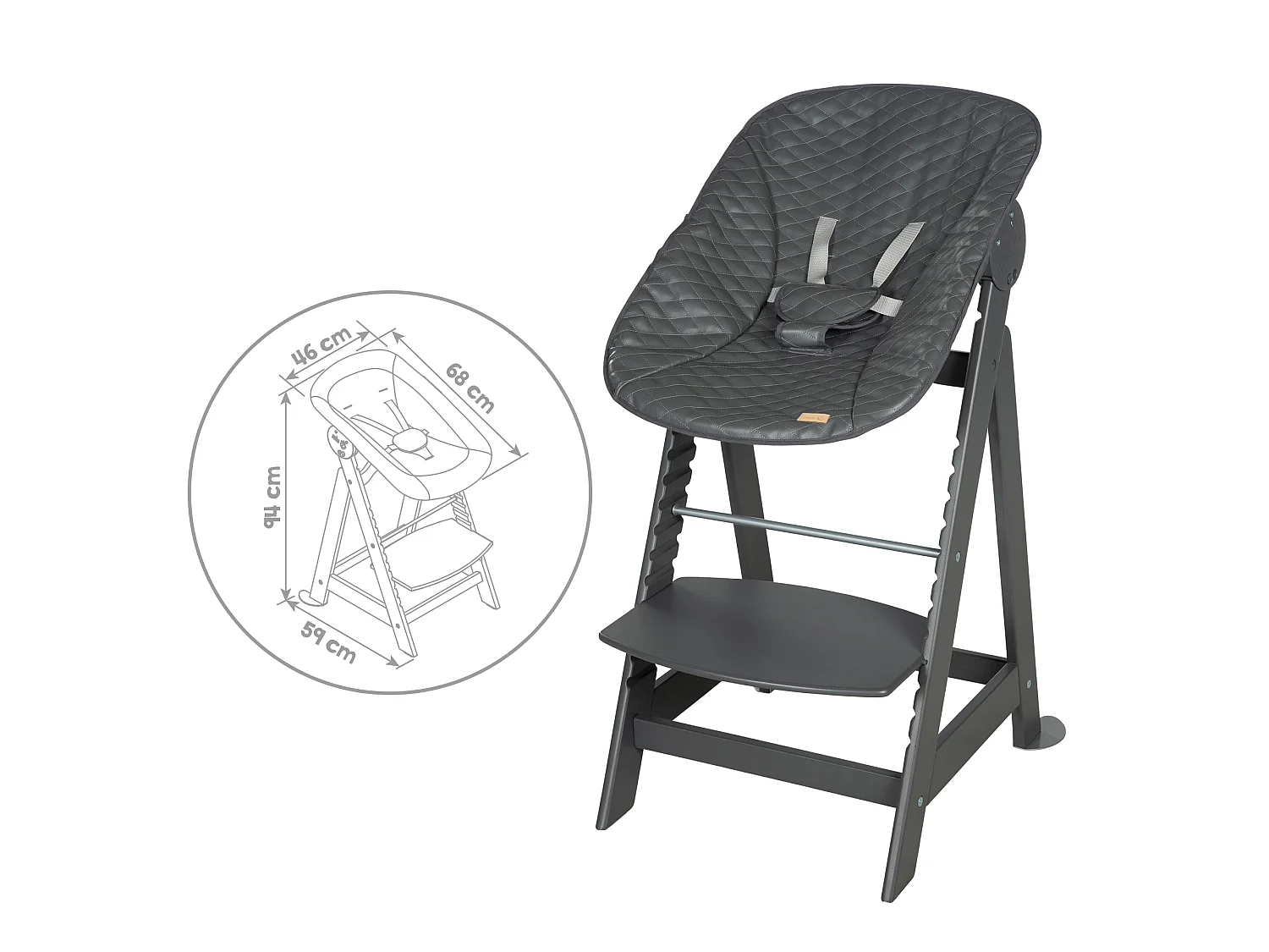 Hochstuhl Set 2in1 + Aufsatz Graphite