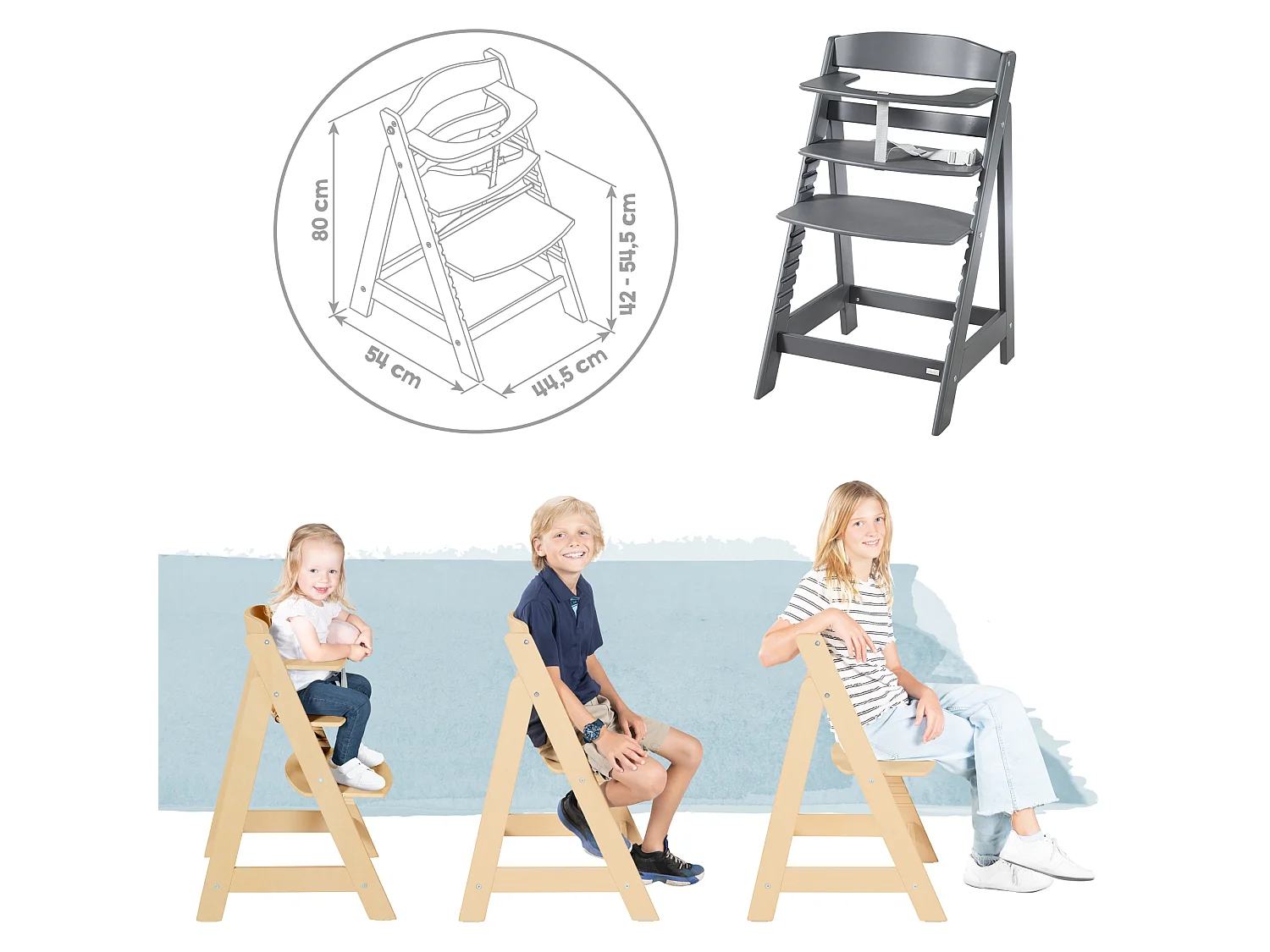 Hochstuhl Set 2in1 + Aufsatz Graphite
