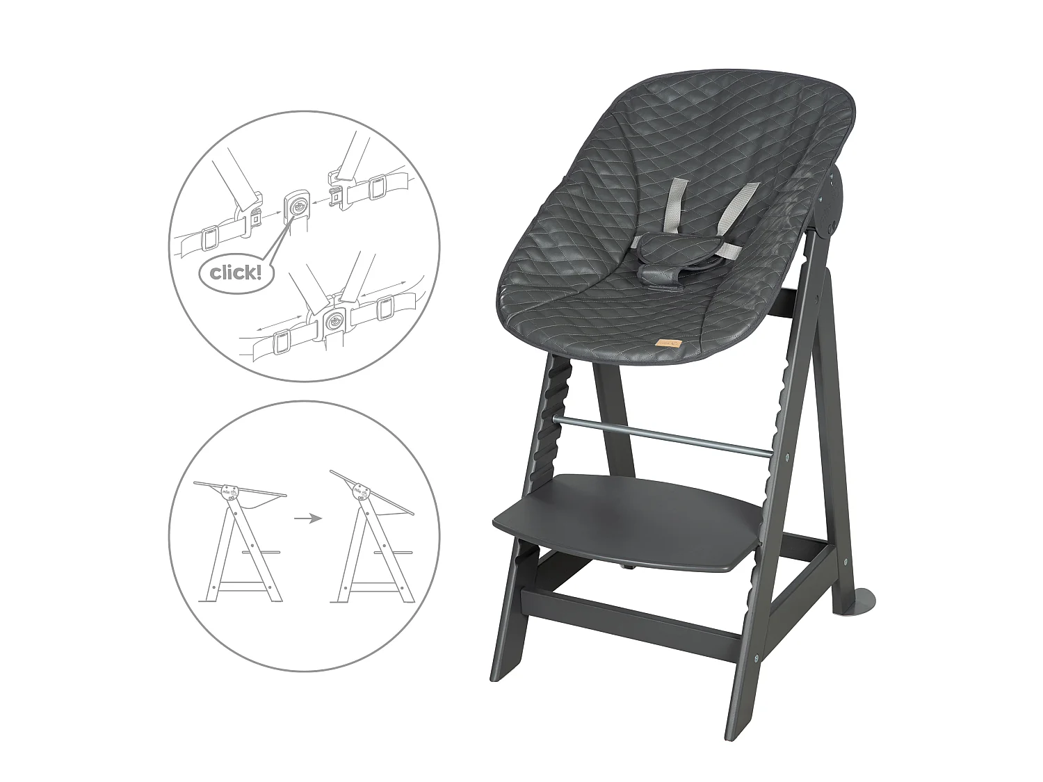 Hochstuhl Set 2in1 + Aufsatz Graphite