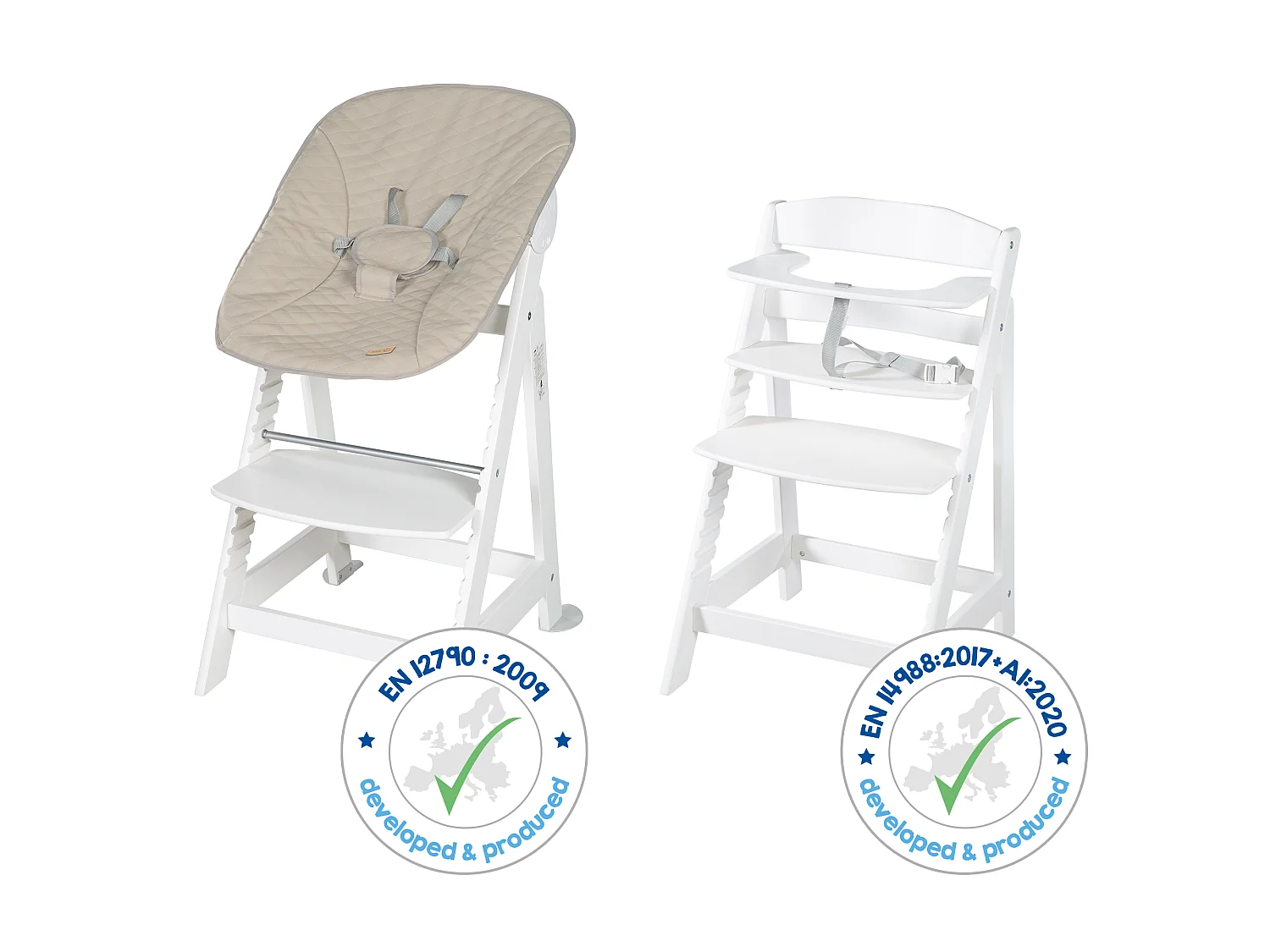 Roba Born Up 2in1 Kinderstoel Set met Grijze Bijlage