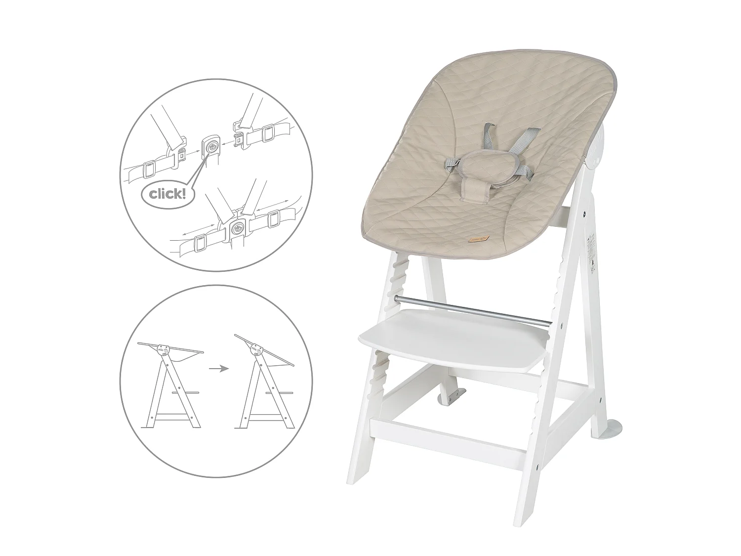 Roba Born Up 2in1 Kinderstoel Set met Grijze Bijlage