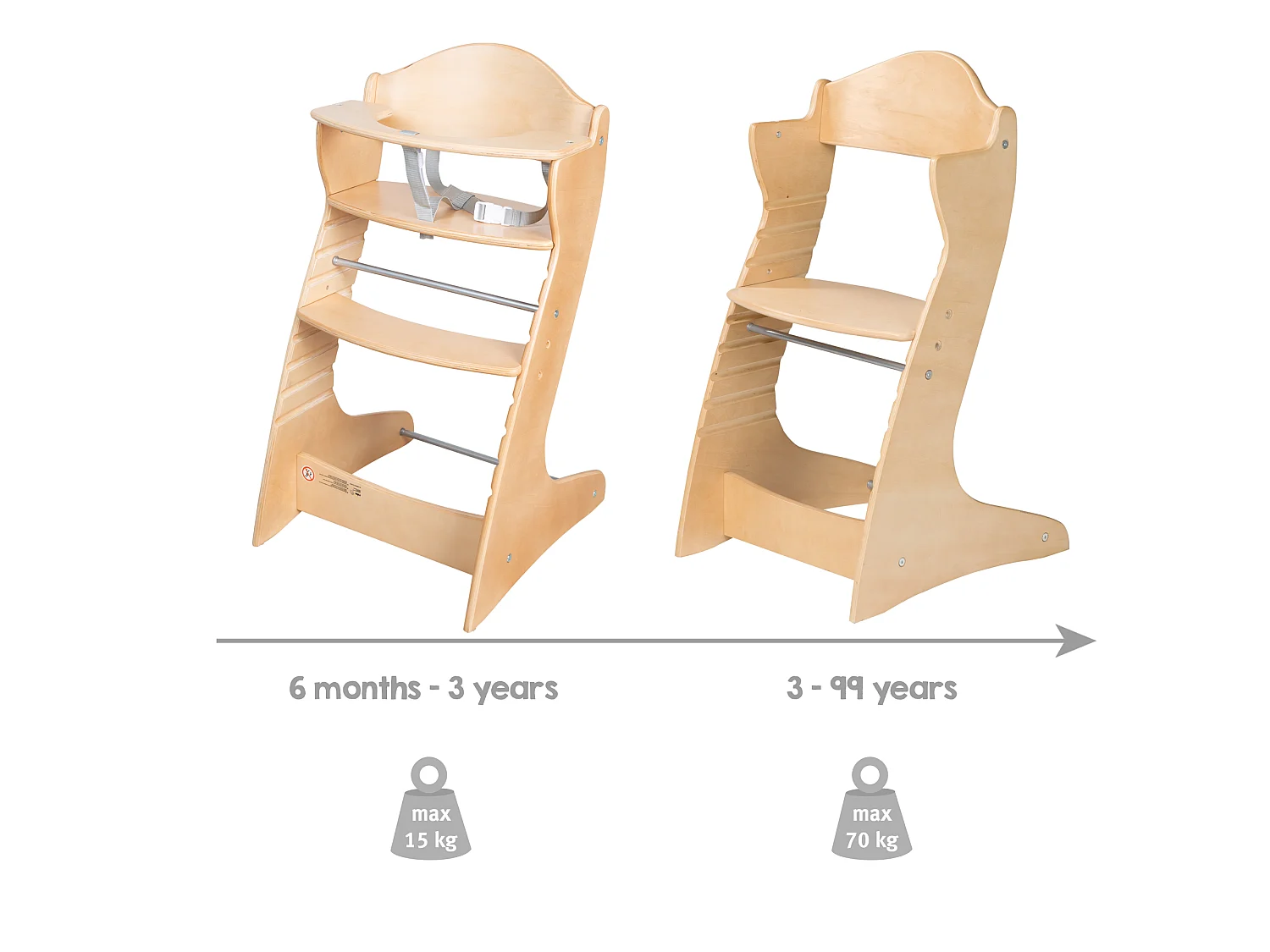 Treppenhochstuhl Braun für Babys und Kinder