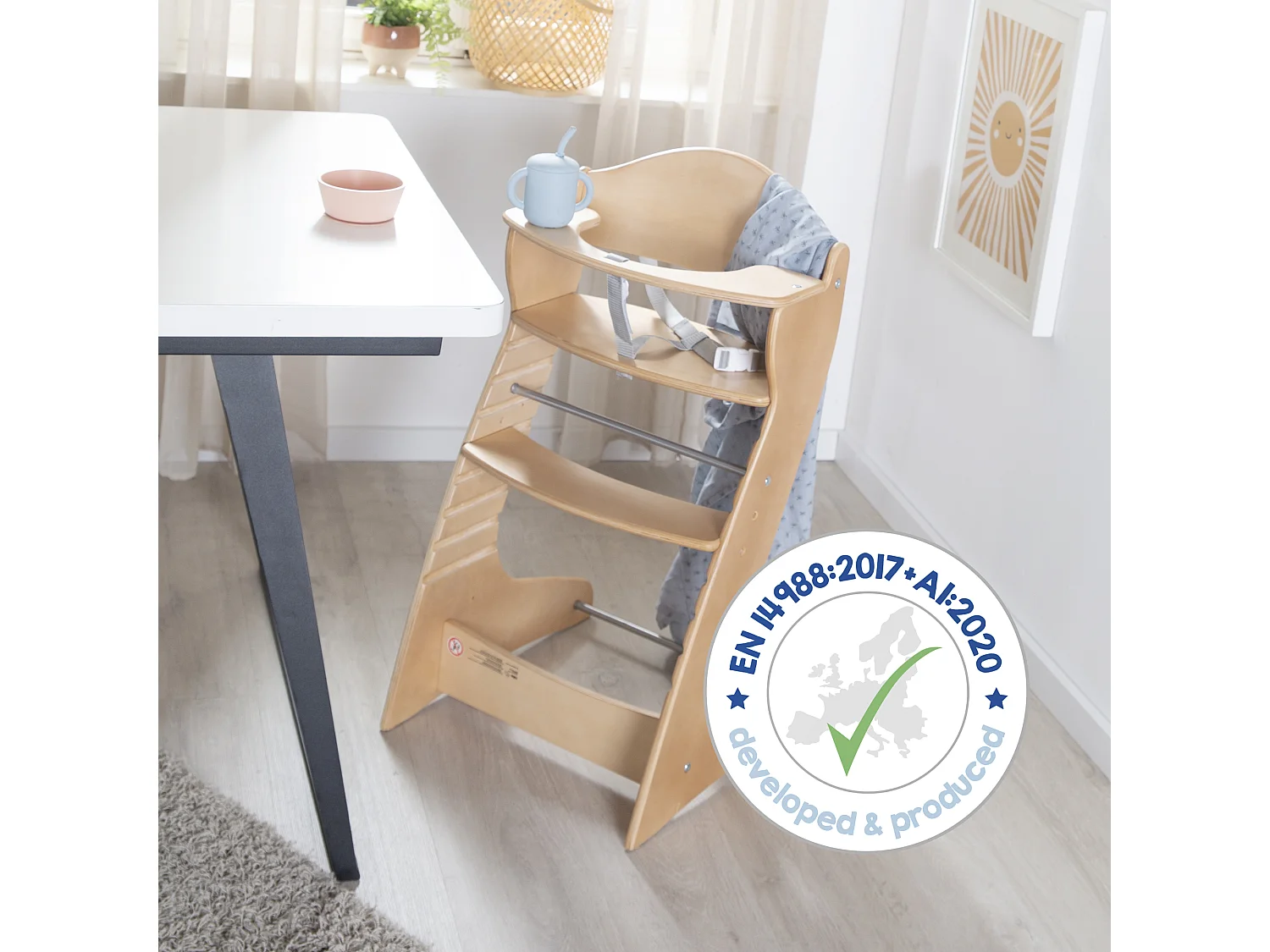 Treppenhochstuhl Braun für Babys und Kinder