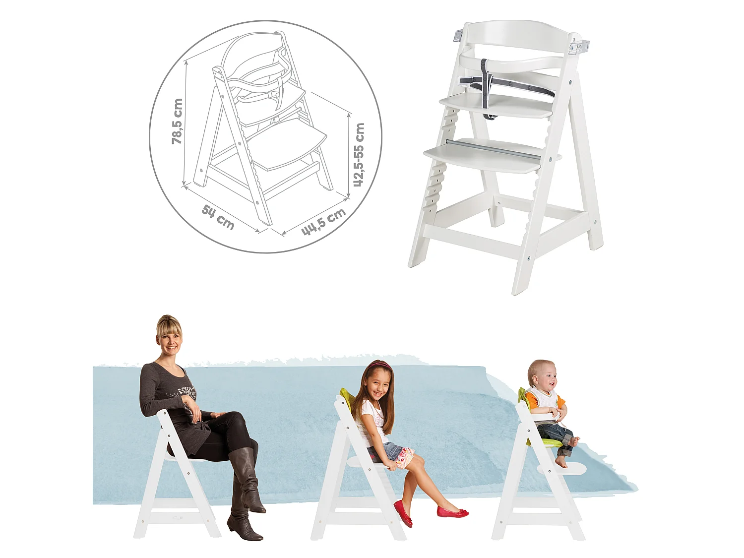 Chaise haute Roba Sit Up Fun Hochstuhl + Coussin Style - Chaise haute réglable, sûre et élégante pour bébés et tout-petits