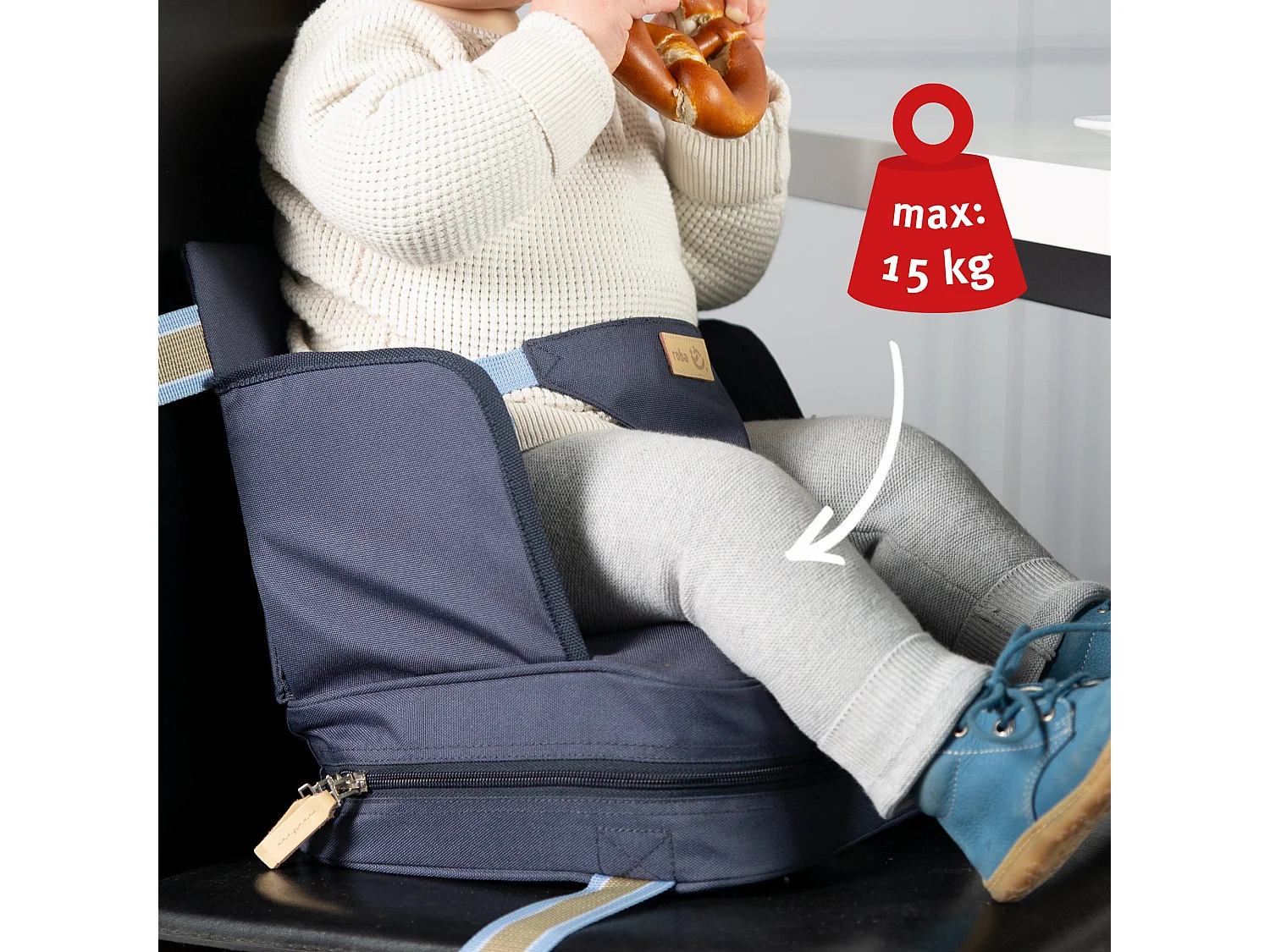 Asiento Elevador Portátil Azul para Bebés de 6 a 36 Meses | Silla Alta Segura y Cómoda para Viajar